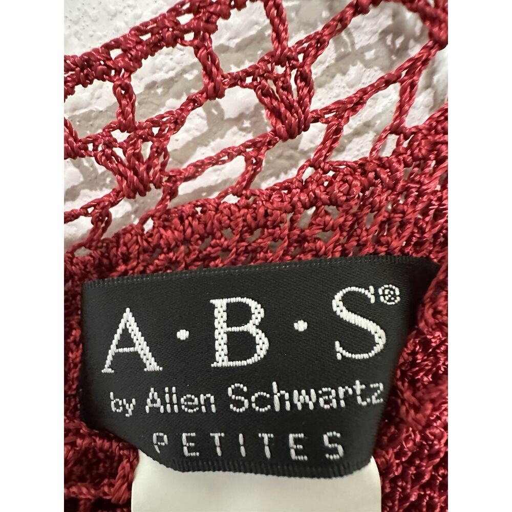 ABS by Allen Schwartz burgundy crochet knit dress Size L Petite - Picture 3 of 4
